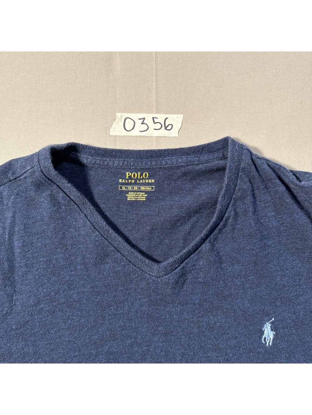 Polo Ralph Lauren Shirt Mens XL Blue V Neck Cotton Tagless Logo Short Sleeve